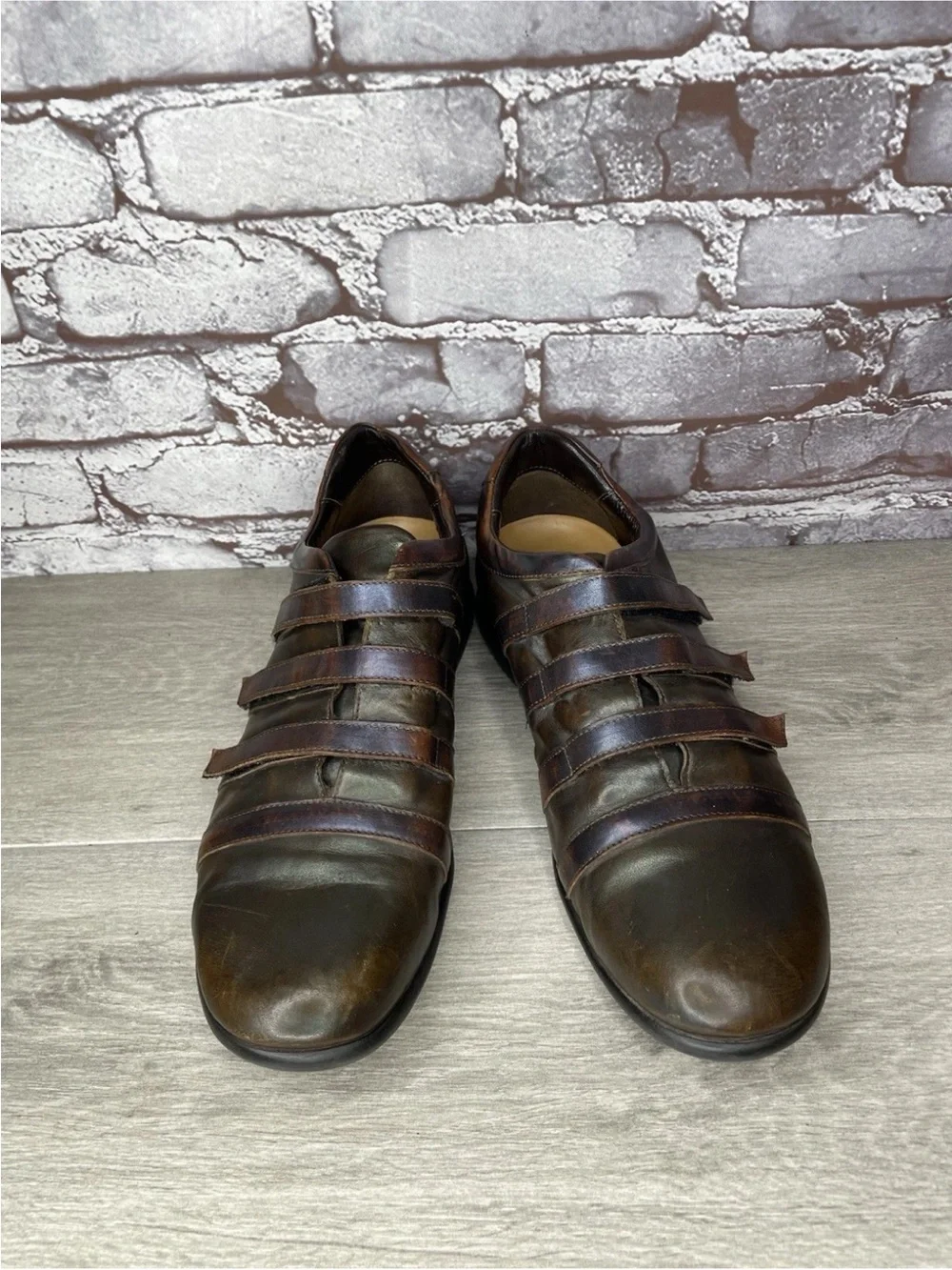 Bruno Verri Brown Leather Metallic Triple Strap Driving Loafer Shoes Men 42EU